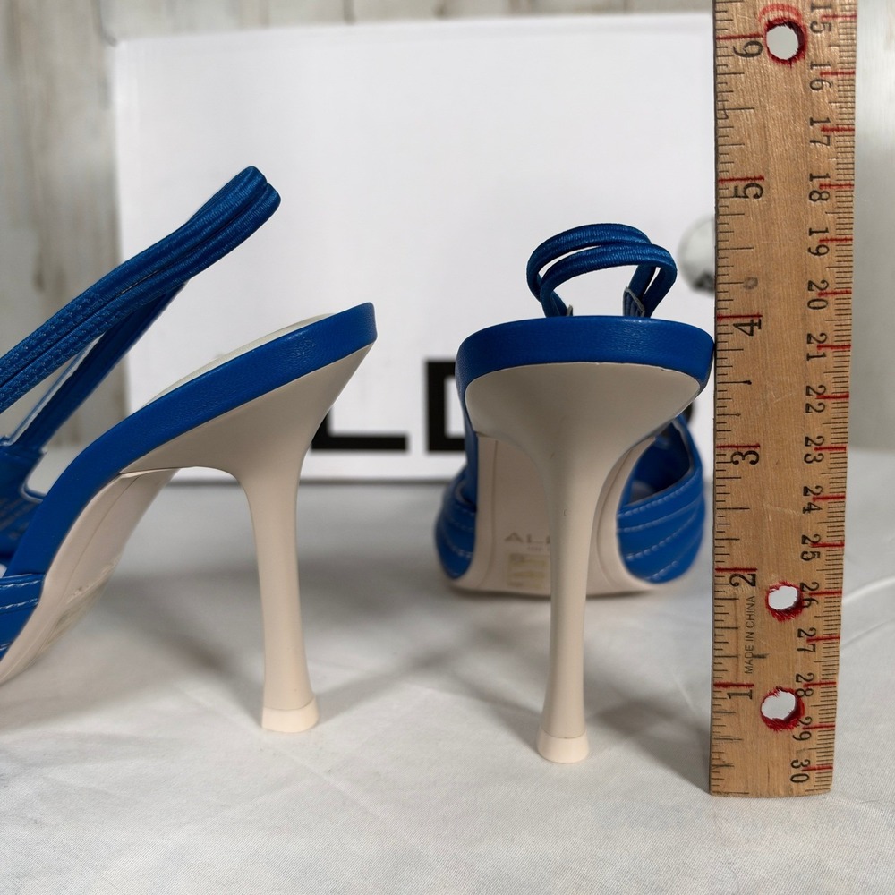Aldo Heel 5 Blue Striker Slingback Quilted Stiletto Pointed Toe 4" Pillow Walk - Picture 6 of 9